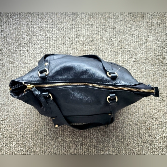 Kooba Everette Shoulder Tote Bag Black Slouchy Soft Pebbled Leather Expandable - Picture 7 of 15